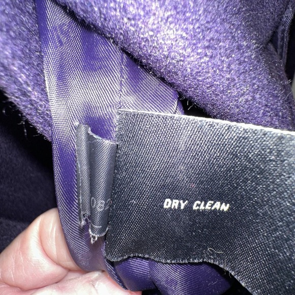 Vintage Miss Sixty M60 Purple Wool Blend Belted Lined Coat Size Large - Picture 15 of 16